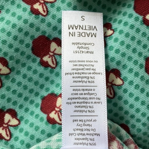 LuLaRoe Minnie Mouse Classic T Green Brown Size Small S Women’s Top NWT - Picture 9 of 10